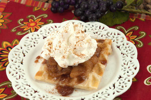 Caramelized Apple with Puff Pastry Waffles | afoodieaffair.com