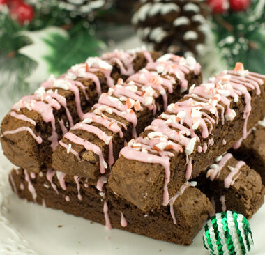 Chocolate Espresso Biscotti with Peppermint Drizzle | afoodieaffair.com