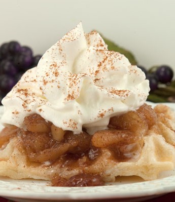 Caramelized Apple with Puff Pastry Waffles | afoodieaffair.com