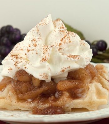 Caramelized Apple with Puff Pastry Waffles | afoodieaffair.com