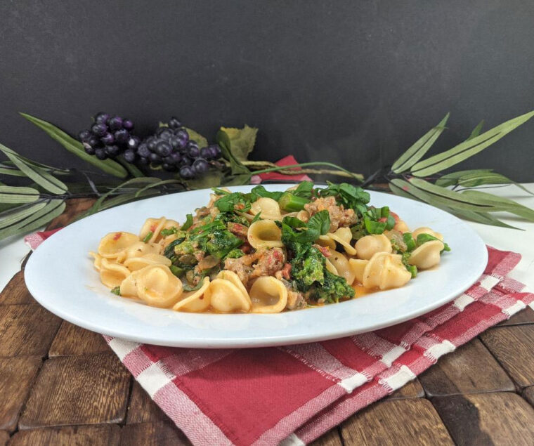 Creamy Pasta with Sausage, Broccoli Rabe and Sun Dried Tomatoes