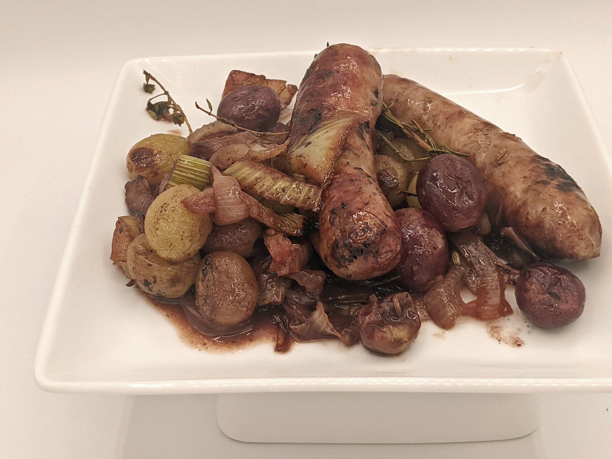 Italian Sausages with Onions, Fennel and Grapes Afoodieaffair